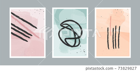 Modern abstract line minimalistic arts background with different shapes for wall decoration, postcard or brochure cover design. Vector illustrations design. Modern abstract line minimalistic arts background with different shapes for wall decoration, postcard or brochure cover design. Vector illustrations design. 73829827