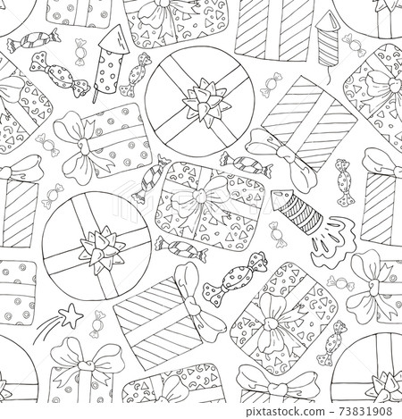 Seamless coloring pages for birthday gift... - Stock Illustration ...