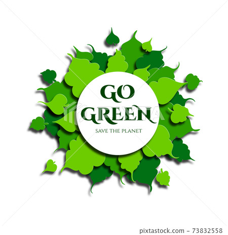 Frame of green leaves in paper cut style. Text... - Stock Illustration ...