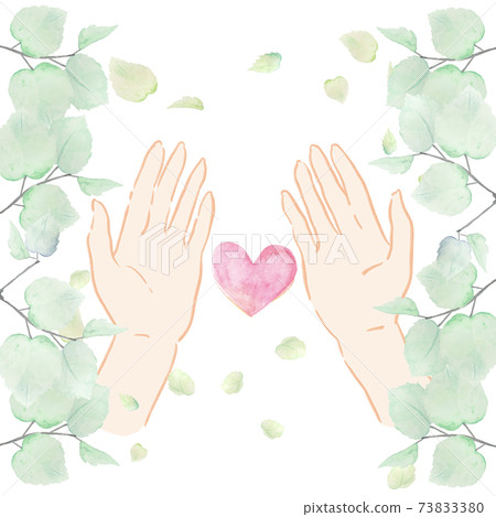 Watercolor heart medical environment eco welfare recycling green leaves eco plant kindness Watercolor heart medical environment eco welfare recycling green leaves eco plant kindness 73833380
