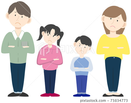 A family of four is squinting side by side A family of four is squinting side by side 73834773