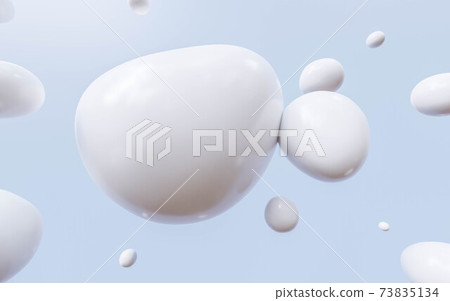 white bubbles in front of soft blue background with reflections 3d render illustration 73835134