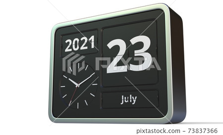 July 23 date on the flip clock calendar, 3d rendering 73837366