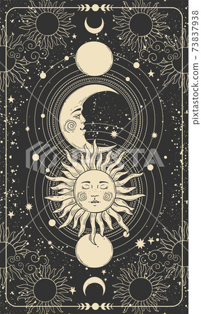 Sun Moon And Star Tarot Cards Celestial Mystical Poster Stock Illustration  - Download Image Now - iStock