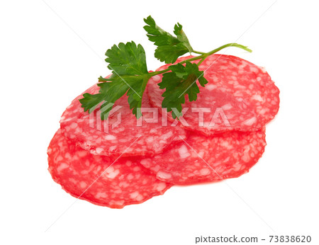 Sausage slices isolated 73838620