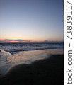 Coast, sunset and Mt. Fuji (vertical) 73839117
