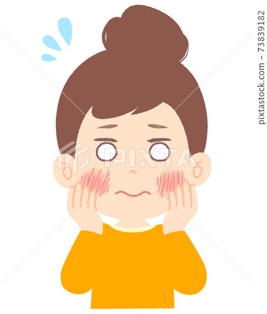 一個女人的臉上皮膚粗糙 73839182