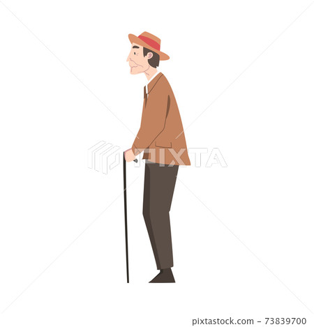 Side View of Elderly Man with Walking Cane Standing and Waiting Cartoon Style Vector Illustration Side View of Elderly Man with Walking Cane Standing and Waiting Cartoon Style Vector Illustration 73839700