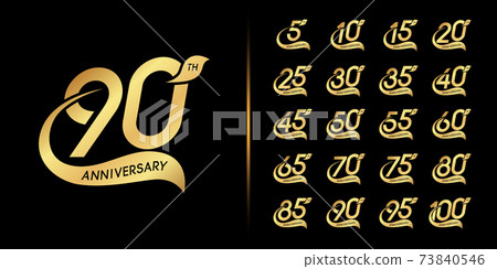Set of anniversary logotype. Golden anniversary celebration emblem design. 73840546