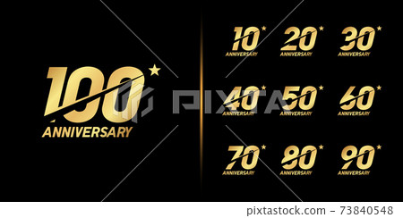 Set of anniversary logotype. Golden anniversary celebration emblem design. 73840548