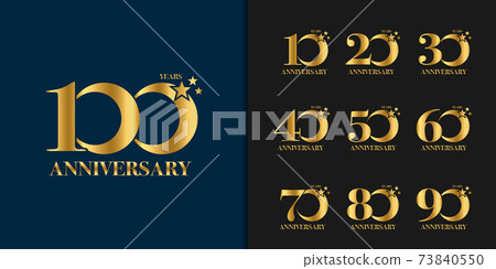 Set of anniversary logotype. Golden anniversary celebration emblem design. Set of anniversary logotype. Golden anniversary celebration emblem design. 73840550