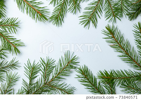 Simple Christmas and New Year background with green spruce branches 73840571