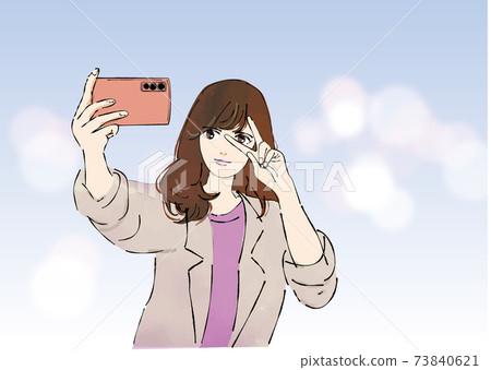 A woman taking self-taking 73840621