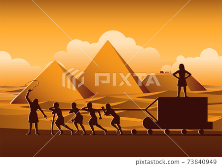 Building Pyramid in Egypt in ancient time use men to be slave the whole day,cartoon version Building Pyramid in Egypt in ancient time use men to be slave the whole day,cartoon version 73840949