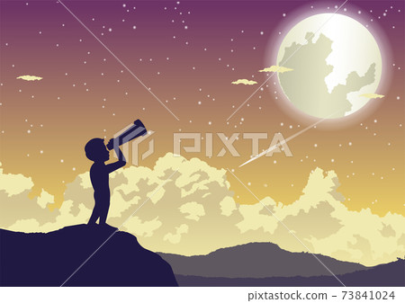 a boy looking to stars in the beautiful night a boy looking to stars in the beautiful night 73841024