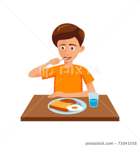 flat design of cartoon character of man is eating - Stock Illustration ...