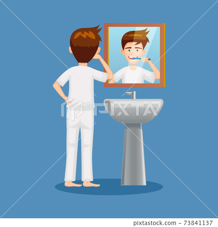 cartoon of people brushing teeth cartoon of people brushing teeth 73841137