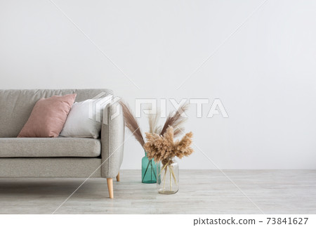 Boho and minimal in interior, scandinavian design and light room at home 73841627