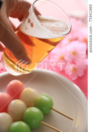Three-color dumplings and beer 73841860