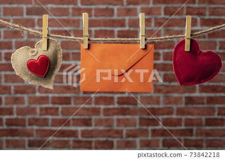 Envelope and hearts hearts on rope Valentine day 73842218