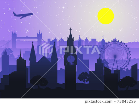 all landmark of England,Silhouette style 73843259