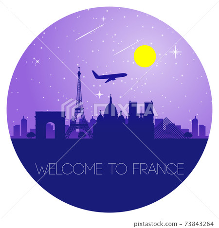landmark of France silhouette style in circle shape 73843264