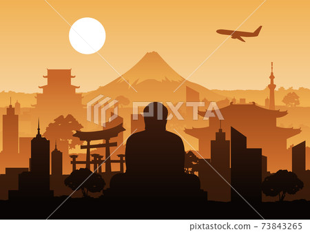 Japan landmark silhouette design 73843265