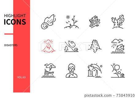 Disasters - modern line design style icons set - Stock Illustration ...