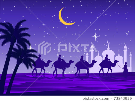 caravan Muslim ride camel to mosque caravan Muslim ride camel to mosque 73843939