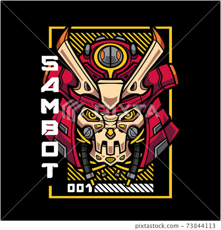 Samurai robot head mascot logo  73844113