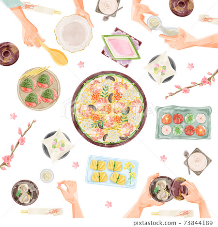 Hinamatsuri dining table illustration 73844189