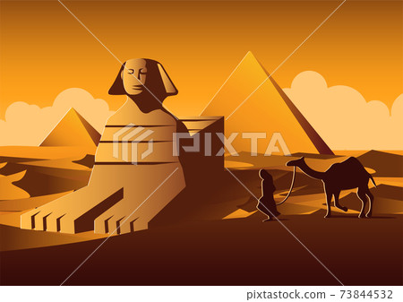 Sphinx and Pyramid famous landmark of Egypt,cartoon version 73844532