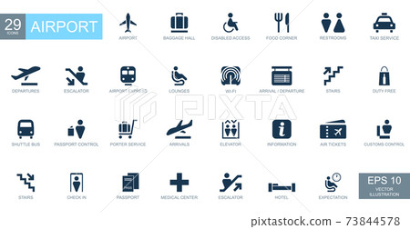 Abstract icons on the theme of airport - Vector-插圖素材 [73844578] - PIXTA圖庫