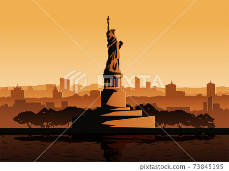 liberty statue famous landmark of USA ,silhouette style 73845195