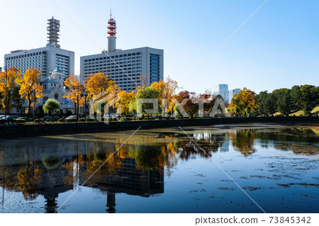 東京秋季皇宮外苑，凱旋護城河和霞關市容 73845342