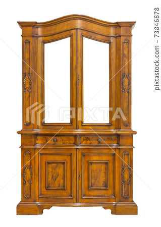 antique wooden cabinet isolated on white with clipping path 73846878