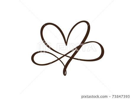 Heart love sign forever. Infinity Romantic symbol cut linked, join, passion and wedding logo. Template for t shirt, card, poster. Design flat element of valentine day. Vector illustration 73847393