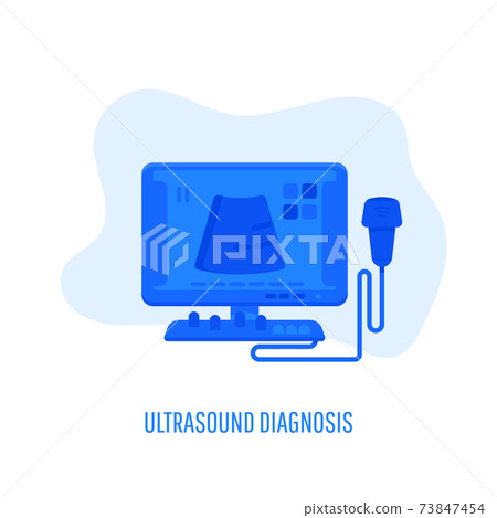 Ultrasound diagnosis, ultrasound machine and sonogram. Vector design illustration 73847454