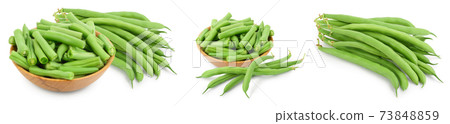 Green beans isolated on a white background with full depth of field. Setor collection 73848859