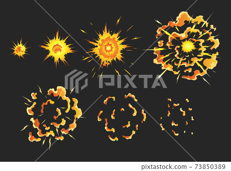 Animation for game of the explosion effect in separate frames. Cartoon animation for game. Exploding effect frames. Hand drawn vector illustration Animation for game of the explosion effect in separate frames. Cartoon animation for game. Exploding effect frames. Hand drawn vector illustration 73850389