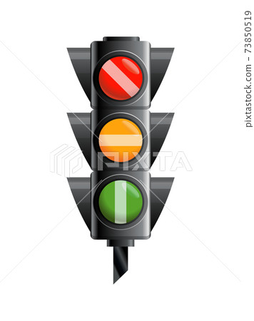 Traffic light with red, yellow and green color. Flat vector illustration isolated on white background 73850519