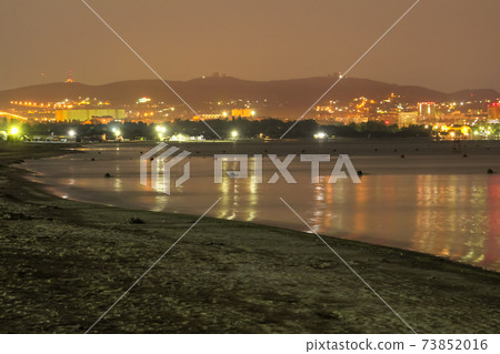 city on the background of the sea. Anapa, Krasnodar Krai, Russia. night landscape 73852016