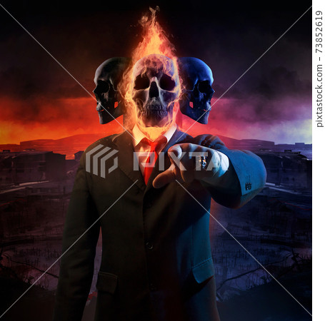 War politician with three heads. 73852619