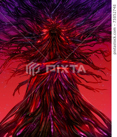 Illustration of a fantasy goddess tree. 73852748