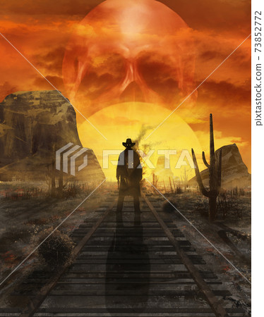 Ghost cowboy illustration. 73852772