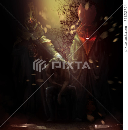 Possessed man with demons. 73852794