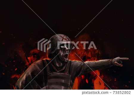 Dead zombie soldier illustration. Dead zombie soldier illustration. 73852802