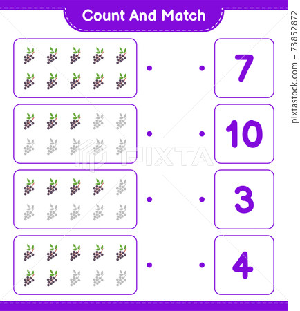 Count and match, count the number of Elderberry and match with right numbers. Educational children game, printable worksheet, vector illustration Count and match, count the number of Elderberry and match with right numbers. Educational children game, printable worksheet, vector illustration 73852872