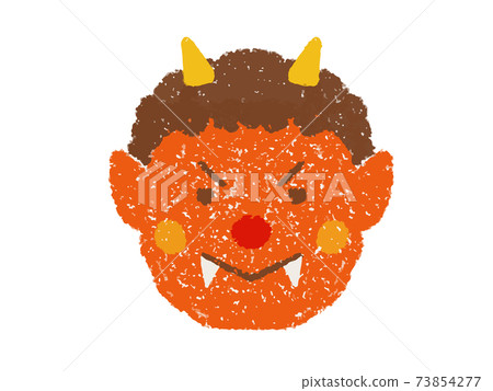 Crayon touch red demon face illustration Crayon touch red demon face illustration 73854277