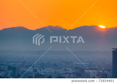 Sunset in urban area Sunset over Nagoya [Aichi Prefecture] 73854401